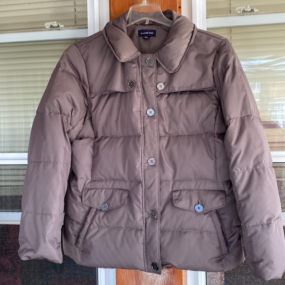 Lands’ End Grey Down Puffer Winter Jacket Size Xl - image 2